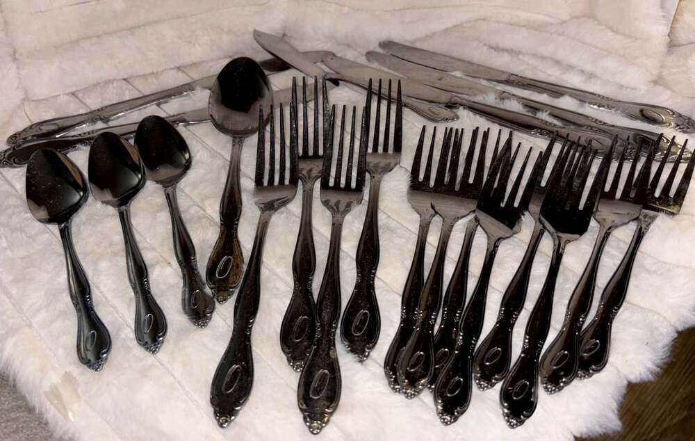 Vintage Custom Craft Japan Stainless Flatware 22 Pc Lot Monogram Letter O 1960s